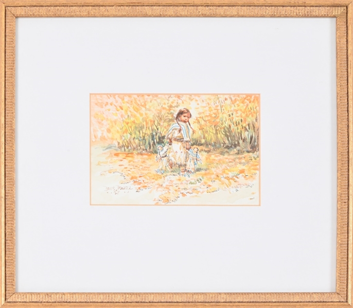 Dave Powell Original Painting of Indian Child/Doll