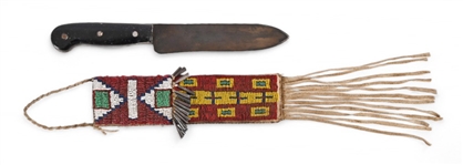 Wells Fargo Knife & Kiowa Fully Beaded Sheath