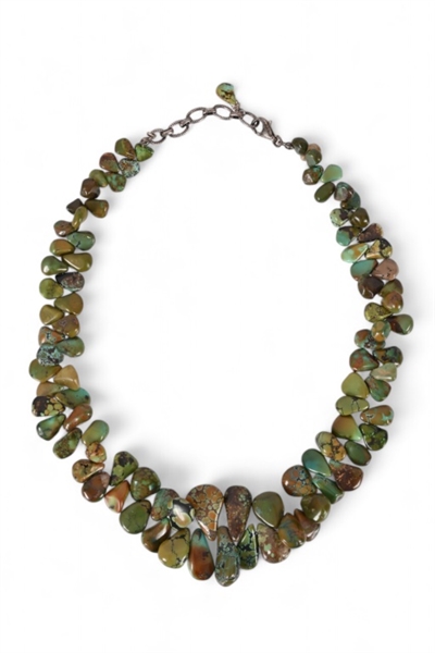 Tumbled Turquoise Indian Necklace Silver Chain