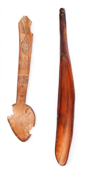 Two Native American Indian Horn Spoons