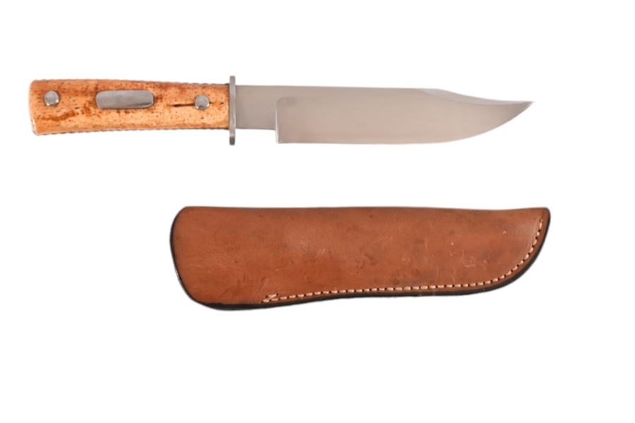 William W. Wood Custom TX Bone Handle Bowie Knife