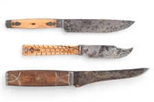 Three Native American Bone Handle Knives