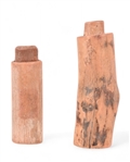 (2) Indian Wooden Ochre Paint Storage Bottles