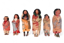 Collection Of (6) Skookum Indian Dolls 1930-1940