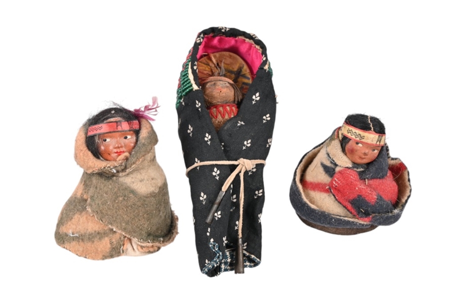 Collection Of (3) Skookum Infant Indian Dolls