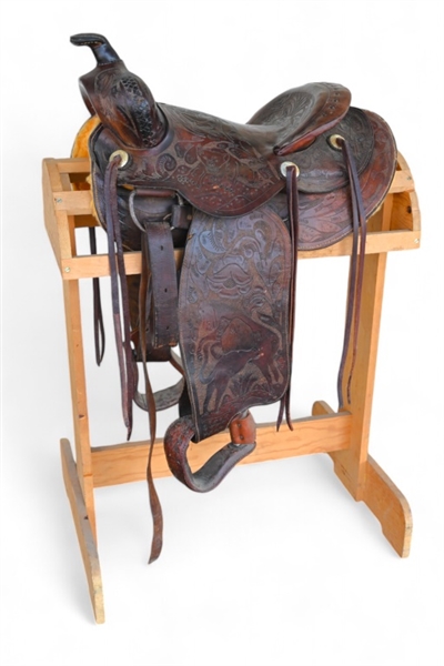 Heiser Attributed Tooled Western Saddle