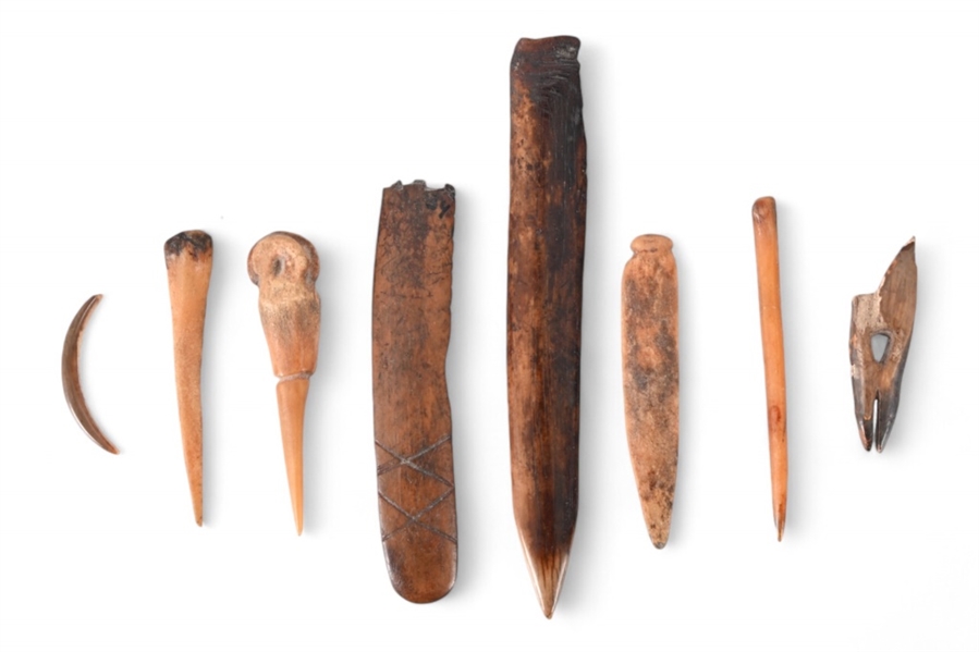 Collection of Bone Indian Tools