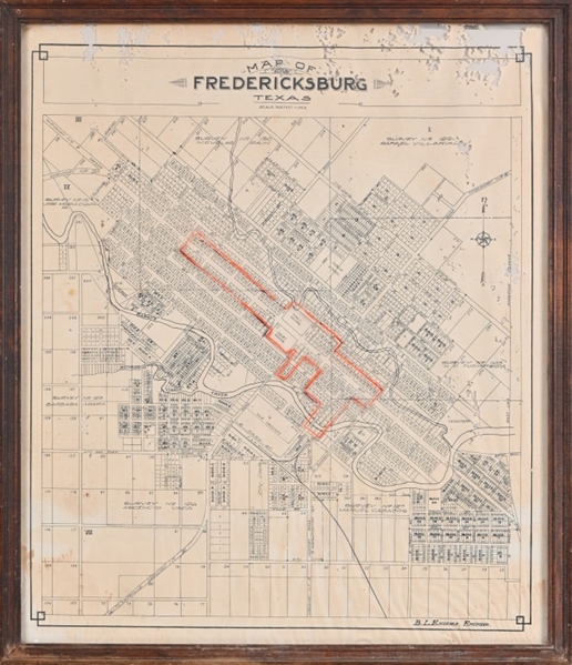 Fredericksburg Texas Map Circa 1920s