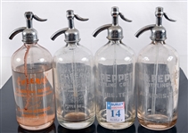 Antique Dr. Pepper/CHEERIO Seltzer Bottles (4)