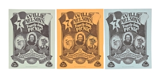 3 Willie Nelson 4th of July Picnic Handbills 1979