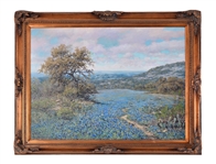 Robert Harrison Bluebonnet Landscape Oil Painting