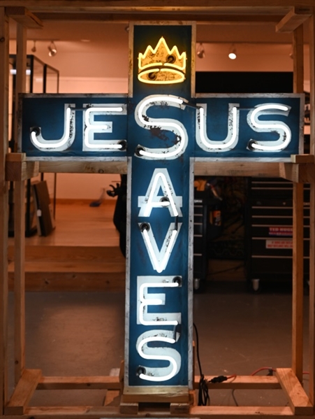 Jesus Saves Double-Sided Neon Sign