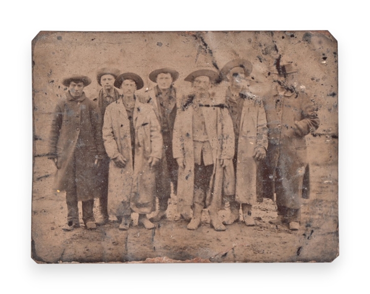 Large Daguerreotype Photograph of Unknown Cowboys