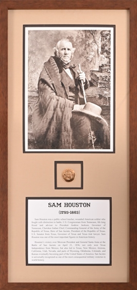 Sam Houston Photograph With Badge by Matthew Brady