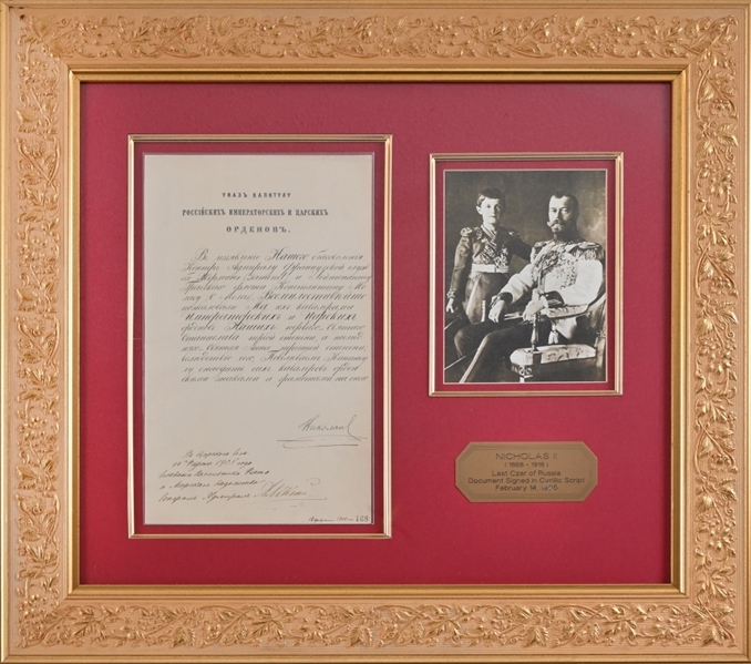 Russian Czar Nicolas II Signed Document c.1905