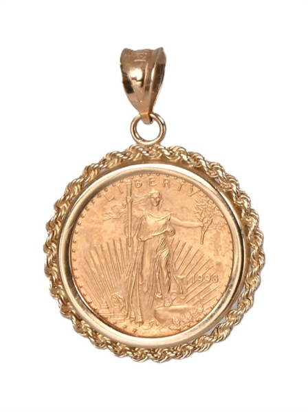 1998 Gold Eagle $5 Gold Coin 14K Bezel