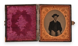 A.J. Coffee, Cased Tin Type c.1860 California