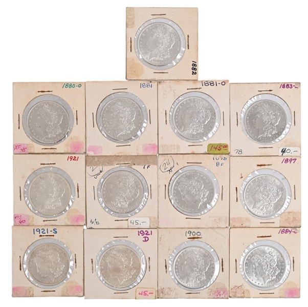 (13) Morgan Silver Dollars 1878 - 1921