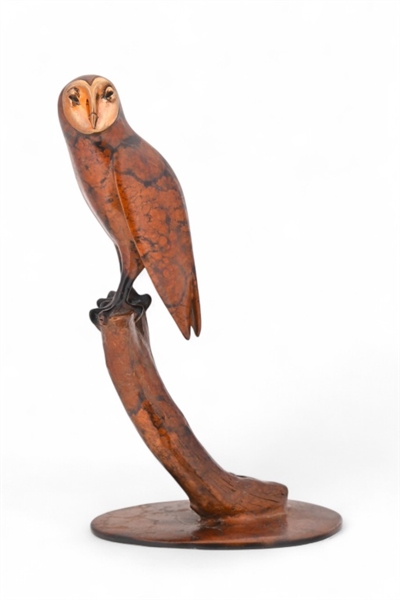 Brian Arthur "Barn Owl on Branch" Bronze