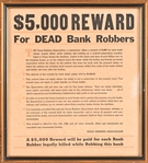 Texas $5,000 Dead Bank Robber Reward Poster