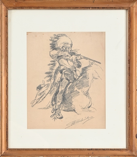 Indian War Chief Sketch Walter Shirlaw