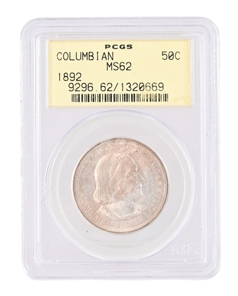 1892 Columbian Commemorative Half Dollar PCGS MS62