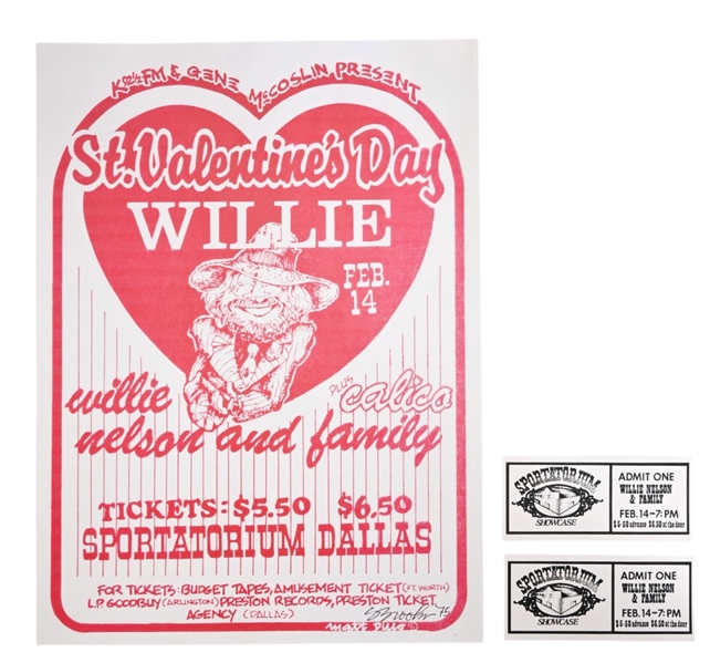 Willie Nelson St. Valentines Day Handbill 1975