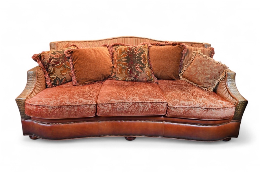 Alligator Imprint Leather Parlor Sofa