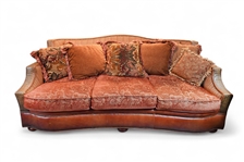 Alligator Imprint Leather Parlor Sofa