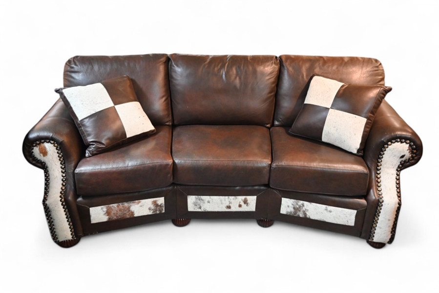 Rustic Cowhide Leather Couch