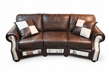 Rustic Cowhide Leather Couch